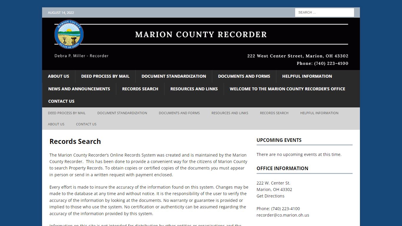 Records Search – Recorder - Marion County, Ohio