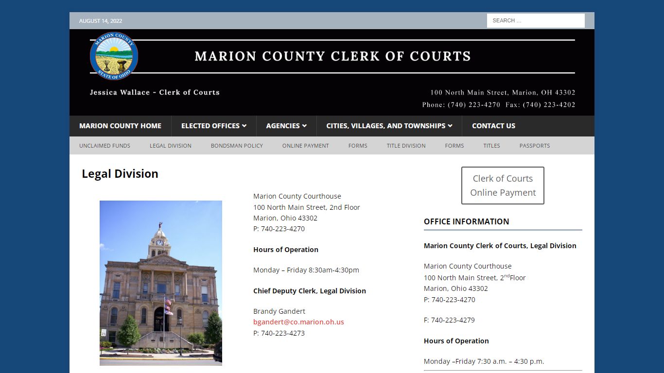Legal Division – Clerk of Courts - Marion County, Ohio